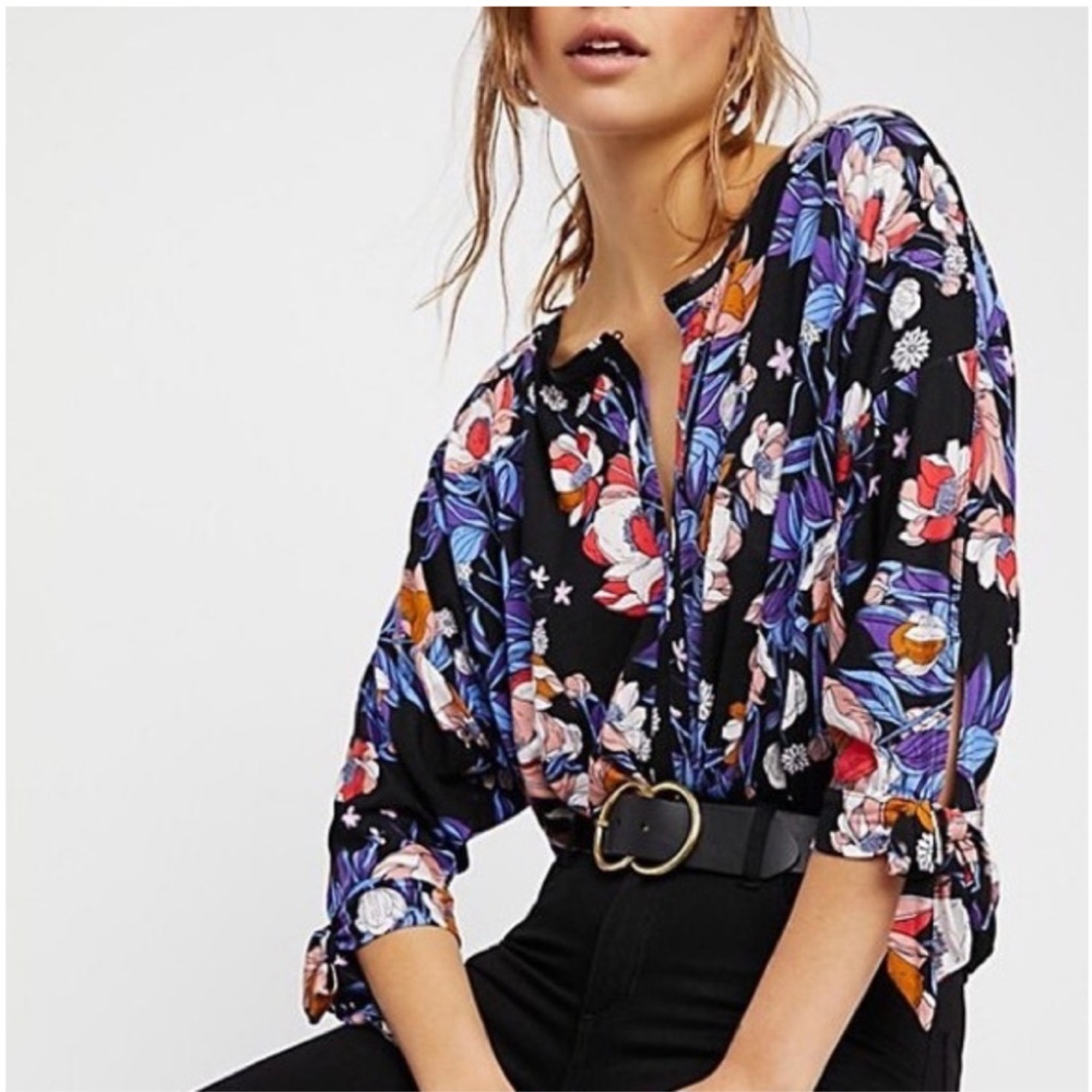 B5 Free People Floral Keepin’ On Top Dolman Sleeve